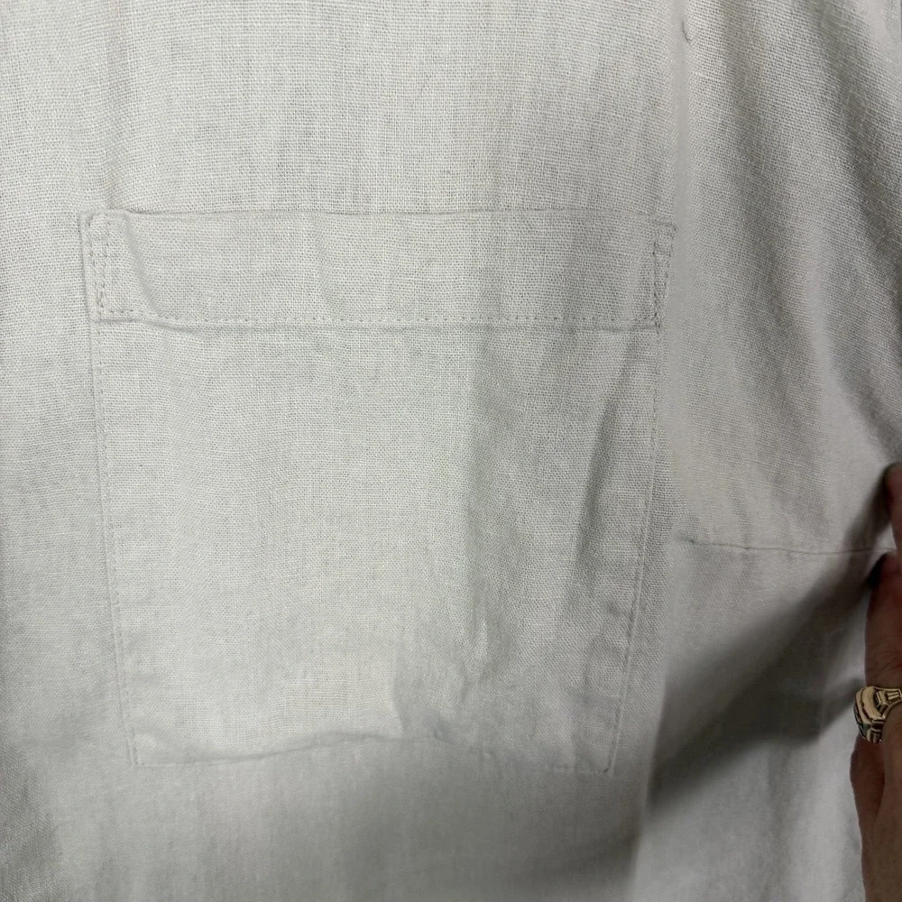 Ava & Viv Button Up Top Plus SZ 3X Linen Blend Wrap-Back Neutral Beach Coastal - Picture 3 of 12